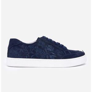 Johnny Was Bianca Lace Up Navy Leather Sneakers 7.5
